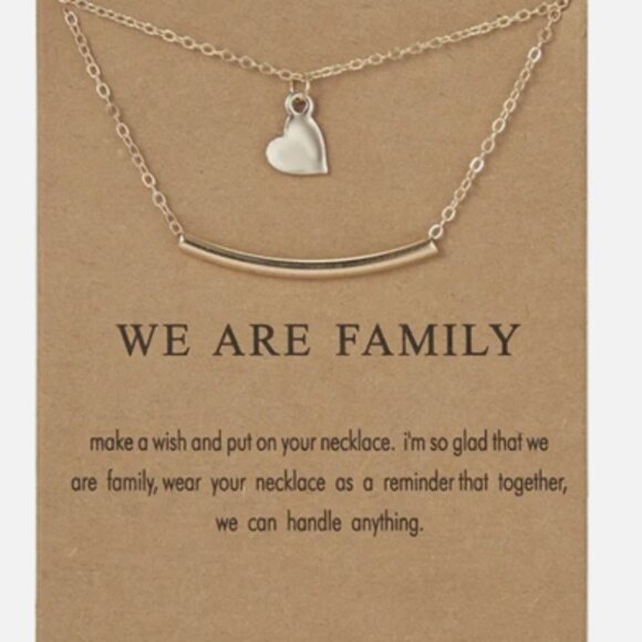 Jewelry - NEW “We Are Family” Heart & Bar Necklace w/ Quote & Card - Great Gift!